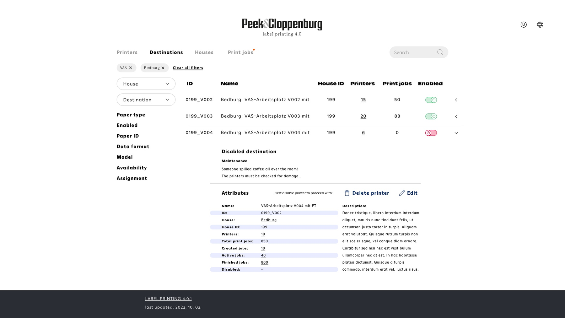 Global label printer management system