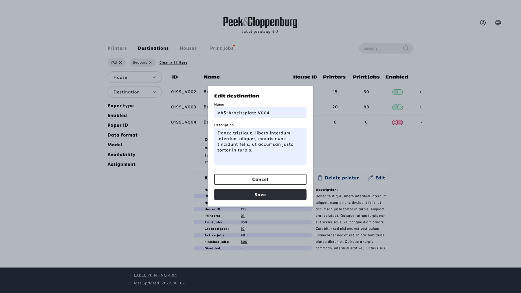 Global label printer management system