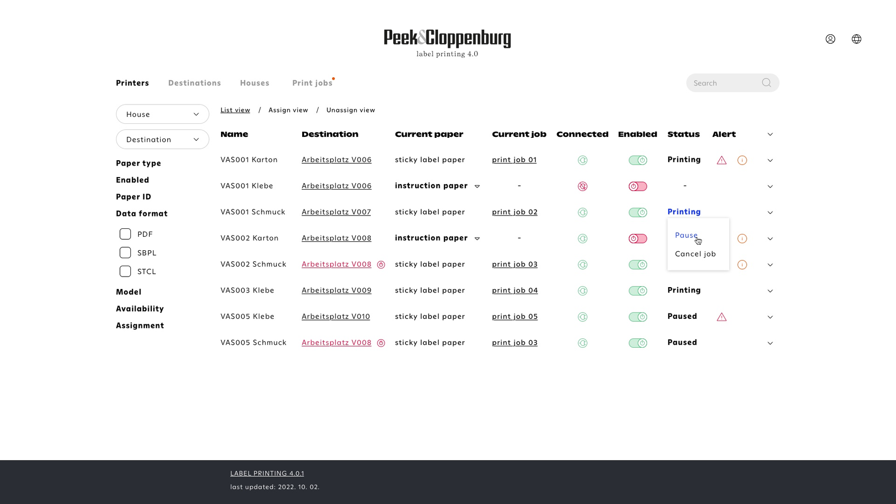 Global label printer management system