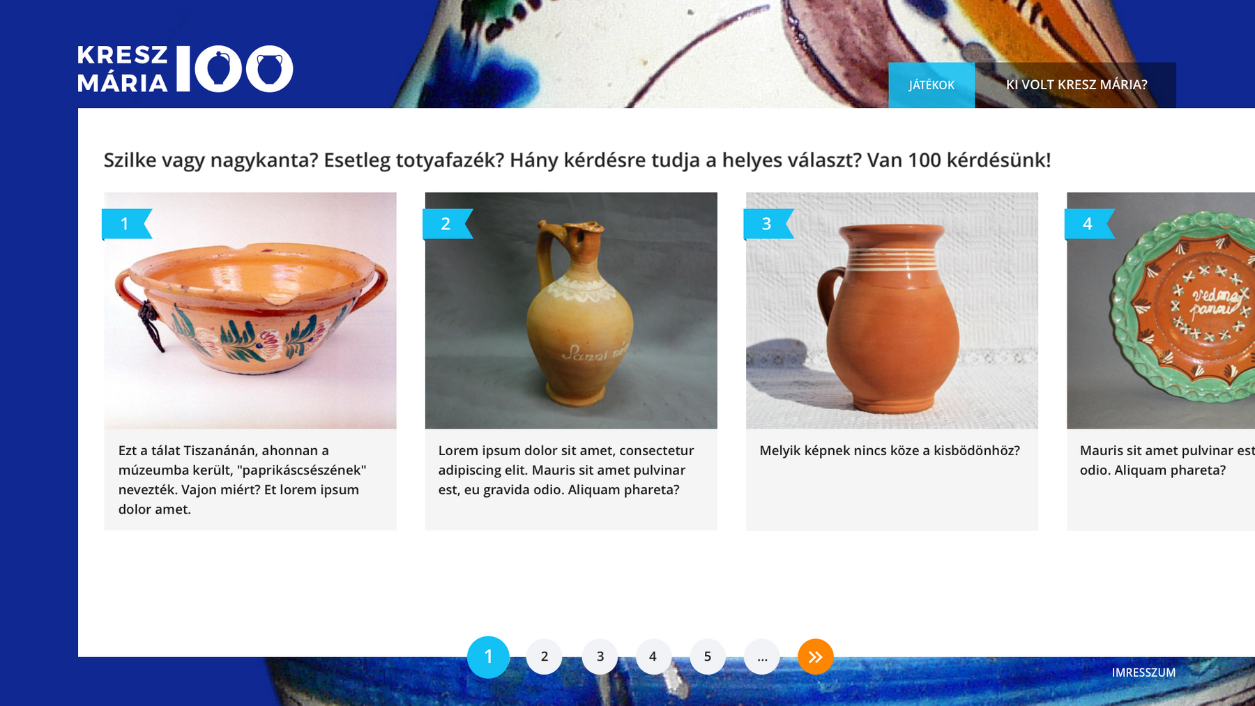 Museum of Ethnography Online Quiz game (desktop)